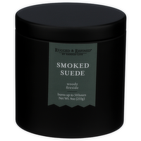 RUGGED & REFINED Smoked Suede Candle In Black Tin - 9 Ounce