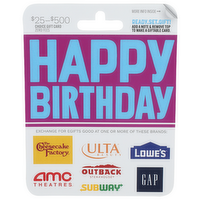 Giftcards Birthday $25-$500 Gift Card $25-$500 - 1 Each