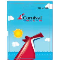 Carnival Cruise Lines $100-500 - 1 Each