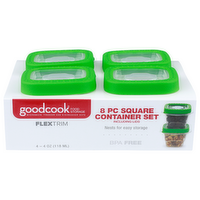 Goodcook Food Storage Flextrim Square Container Set - 4 Ounce