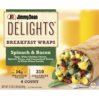JIMMY DEAN DELIGHTS Breakfast Wrap, Spinach & Bacon, Frozen - 17 Ounce
