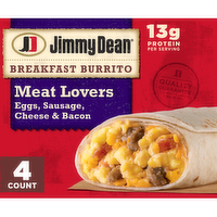 Jimmy Dean Frozen Meat Lovers Breakfast Burritos - 4 Count