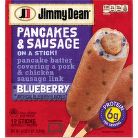 JIMMY DEAN Blueberry Pancakes & Sausage On a Stick, Frozen Breakfast - 30 Ounce