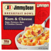 Jimmy Dean Ham & Cheese Eggs, Potatoes, Ham & Cheddar Breakfast Bowl - 7 Ounce