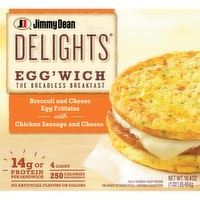 Jimmy Dean Delights Egg'wich Breakfast Sandwiches With Broccoli And Cheese Egg Frittatas Chicken Sausage Cheese, Breadless, Frozen - 16.4 Ounce