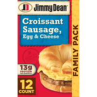 Jimmy Dean Croissant Breakfast Sandwiches With Sausage, Egg, And Cheese, Frozen - 54 Ounce