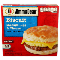 Jimmy Dean Biscuit Sausage, Egg & Cheese Sandwiches - 4.5 Ounce - 4 Count