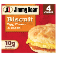 Jimmy Dean Biscuit Breakfast Sandwiches With Bacon, Egg, And Cheese, Frozen - 4 Count