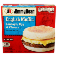 Jimmy Dean Sausage, Egg & Cheese Sandwiches English Muffin - 4.6 Ounce - 4 Count