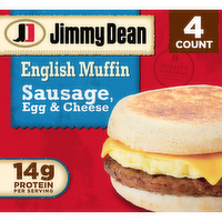 Jimmy Dean English Muffin Breakfast Sandwiches With Sausage, Egg, And Cheese, Frozen - 2.3 Ounce - 8 Count