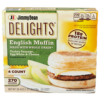 Jimmy Dean Delights English Muffin Turkey Sausage Egg White & Cheese - 5.1 Ounce - 4 Count