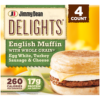 Jimmy Dean Delights Turkey Sausage Egg White & Cheese English Muffin Sandwiches - 4 Count