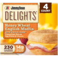 Jimmy Dean Delights Honey Wheat English Muffin Breakfast Sandwiches With Canadian Bacon, Egg White - 4.5 Ounce - 4 Count