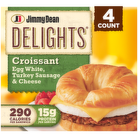 Jimmy Dean Delights Croissant Breakfast Sandwiches With Turkey Sausage, Egg White, And Cheese - 4.8 Ounce - 4 Count