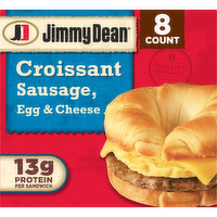 Jimmy Dean Croissant Breakfast Sandwiches With Sausage, Egg, And Cheese, Frozen - 36 Ounce