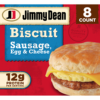 Jimmy Dean Biscuit Breakfast Sandwiches With Sausage, Egg, And Cheese, Frozen - 8 Count