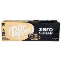 Dr Pepper Cream Flavor Zero Sugar & Soda - 12 Fluid Ounce - 12 Count