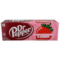 Dr. Pepper Strawberry & Cream Soda Soft Drinks - 12 Fluid Ounce - 12 Count