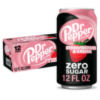 Dr Pepper Strawberries And Cream Zero Sugar Soda - 12 Fluid Ounce