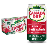 Canada Dry Fruit Splash Cherry Ginger Ale Zero Sugar Soda - 12 Fluid Ounce