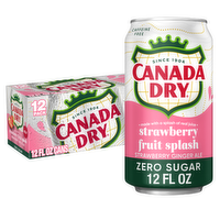 Canada Dry Fruit Splash Strawberry Ginger Ale Zero Sugar Soda - 12 Fluid Ounce