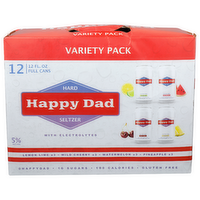 Happy Dad Lemon Lime Wild Cherry Watermelon Pineapple Hard Seltzer - 12 Count