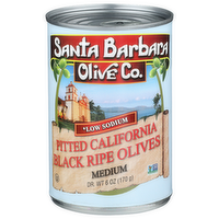 Santa Barbara Olive Co. Medium Pitted California Black Ripe Olives - 6 Ounce