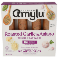 AMYLU FOODS Roasted Garlic & Asiago Sausage Abf - 12 Ounce