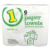 Super 1 Foods Paper Towels Durable And Absorbent - 6 Count
