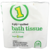 Super 1 Foods Soft & Strong 2-Ply Quilted Bath Tissue - 18 Count