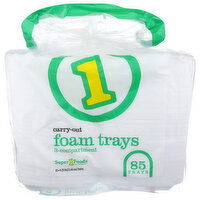 Super 1 Foods 3-Compartment Foam Trays - 85 Count
