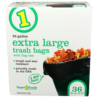 Super 1 Foods Trash Bags Extra Large - 36 Count