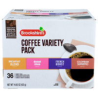 Brookshire's Breakfast Blend Coffee Donut Shop French Roast Colombian Supremo Variety Pack - 0.414 Ounce - 36 Count