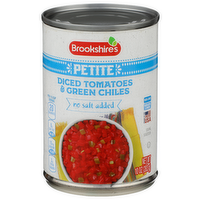 Brookshire's No Salt Added Petite Diced Tomatoes & Green Chiles - 10 Ounce