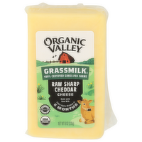 ORGANIC VALLEY Sharp Cheese Block, Grassmilk Raw Cheddar - 8 Ounce
