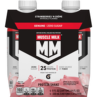Muscle Milk Genuine Zero Sugar Protein Shake Strawberries 'n Crème - 4 Count