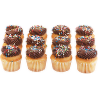 White Cupcakes With Chocolate Icing - 12 Count