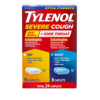 Tylenol Extra Strength Severe Cough + Sore Throat Day & Night Caplets - 24 Count