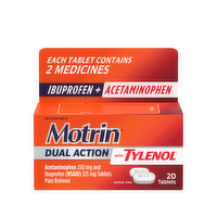 Motrin Dual Action With Tylenol, Ibuprofen & Acetaminophen - 20 Count