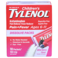 Children's Tylenol Wild Berry Flavor Dissolve Packs Acetaminophen Pain Reliever-Fever Reduce - 18 Count