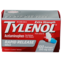 Tylenol Acetaminophen Extra Strength Pain Reliever Fever Reducer - 100 Count
