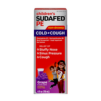 Sudafed Children's Pe Cold+Cough Grape Flavor Liquid - 4 Ounce