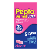 Pepto-Bismol Pepto Caplets Ultra For Nausea, Heartburn, Indigestion, Upset Stomach, And Diarrhea 5 Symptom Fast Relief - 24 Count