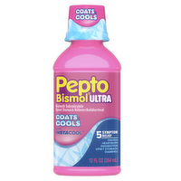 Pepto-Bismol Pepto Instacool Liquid, Coats And Cools Upset Stomach Relief, Bismuth Subsalicylate, Multi-Symptom Of Gas, Nausea, Heartburn, Indigestion, Diarrhea - 12 Ounce