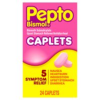 Pepto Bismol Bismuth Subsalicylate Caplets 5 Symptom Relief - 24 Count