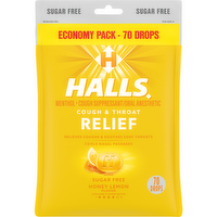 HALLS Relief Honey Lemon Sugar Free Cough Drops, Economy Pack, 70 Drops - 7.66 Ounce