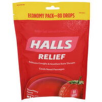 Halls Relief Strawberry Flavor Economy Pack Menthol Cough Suppressantoral Anesthetic - 80 Count