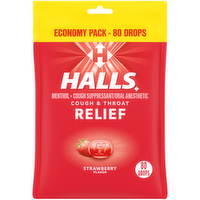 Halls Relief Strawberry Flavor Economy Pack Relief Menthol Cough Suppressantoral Anesthetic - 80 Count