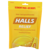 Halls Honey Lemon Flavor Economy Pack Menthol Cough Suppressantoral Anesthetic - 80 Count