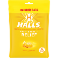 Halls Relief Honey Lemon Flavor Economy Pack Menthol Cough Suppressantoral Anesthetic - 80 Count
